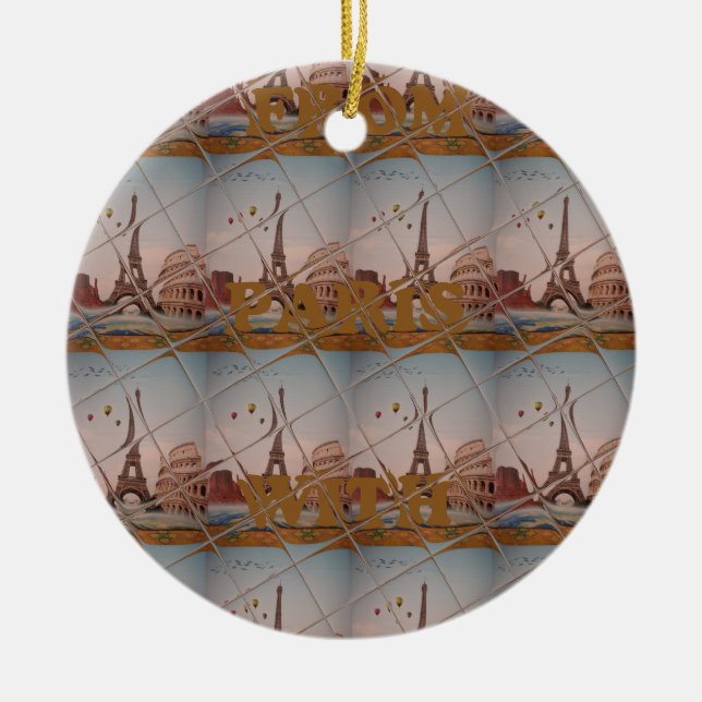 From Paris With Love blue sky colours Ceramic Ornament (Front)