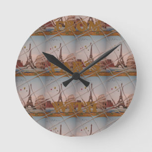 From Paris With Love blue sky colours Round Clock