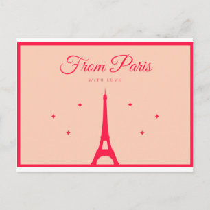 From Paris with Love - Red lettering Postcard