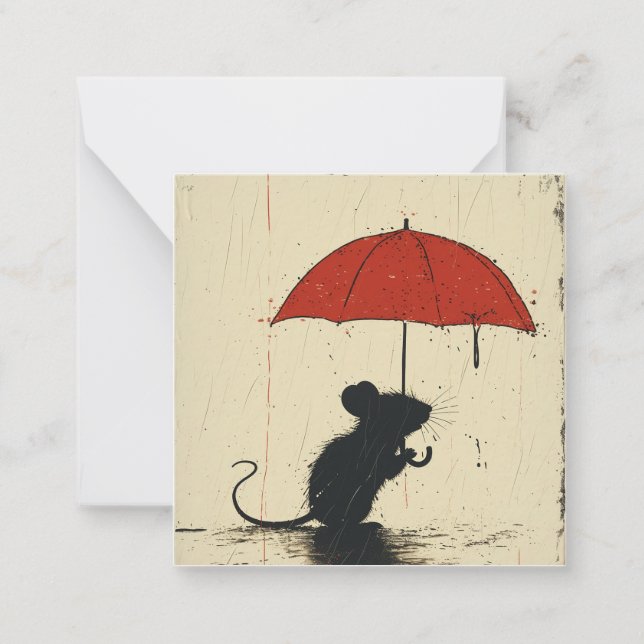 From Raindrops to Reflections: Minimalist Mouse Card (Front)