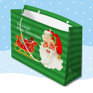 From Santa Add Child's Name Easy Read Young Kids Large Gift Bag