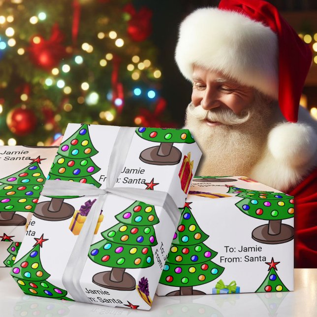 From Santa Child's Name Christmas Tree Wrapping Paper (Creator Uploaded)