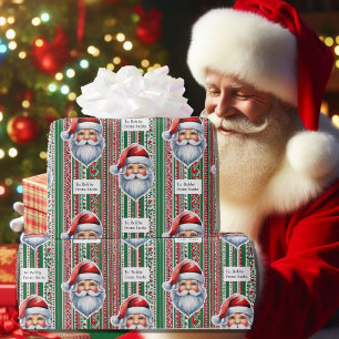 From Santa Child's Name Cute Red & Green Pattern Wrapping Paper