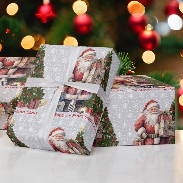 From Santa Claus Add Child's Name Boy or Girl Wrapping Paper (Creator Uploaded)