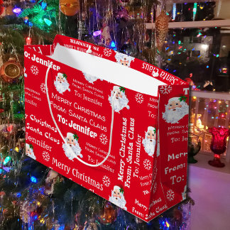From Santa Claus Add Child's Name Christmas Large Gift Bag
