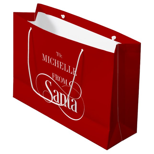 From Santa Claus Christmas Holiday Large Gift Bag (Front Angled)