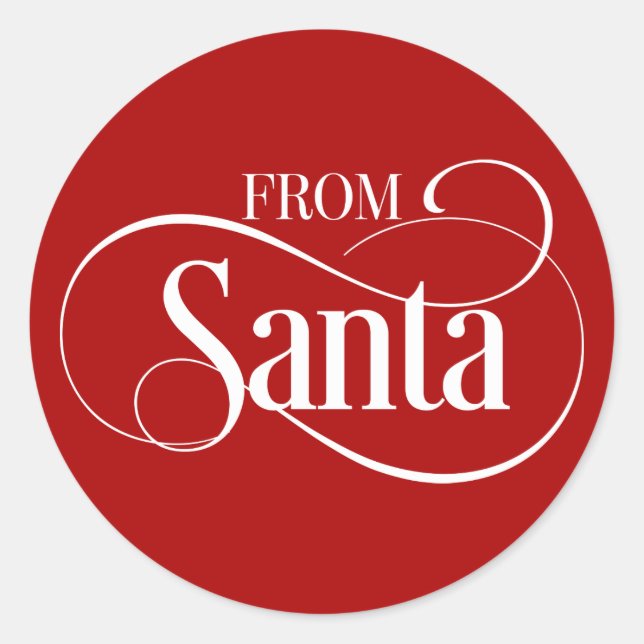 From Santa Claus Christmas Holiday Round Sticker (Front)