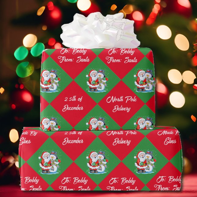 From Santa Claus Christmas Personalize Name  Wrapping Paper (Creator Uploaded)