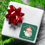 From Santa Claus Custom Green Kids Christmas Gift Square Sticker<br><div class="desc">Customize these nostalgic green Santa Claus gift labels with your own personalized text with your kids name in white script. This beautiful old fashioned drawing of Santa's red hat and white beard are the perfect holiday stickers for your children's presents under the tree on Christmas day.</div>
