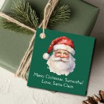 From Santa Claus Custom Green Kids Christmas Party Favour Tags<br><div class="desc">Customize these nostalgic green Santa Claus party favour tags with your own personalized text with your kids name in white script. This beautiful old fashioned drawing of Santa's red hat and white beard are the perfect holiday tag for your children's presents under the tree on Christmas day.</div>