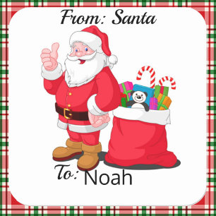 From SANTA CLAUS CUSTOM Kid's NAME Gift Wrap Square Sticker