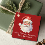 From Santa Claus Custom Red Kids Christmas Party Favour Tags<br><div class="desc">Customize these nostalgic red Santa Claus party favour tags with your own personalized text with your kids name in white script. This beautiful old fashioned drawing of Santa's red hat and white beard are the perfect holiday tag for your children's presents under the tree on Christmas day.</div>