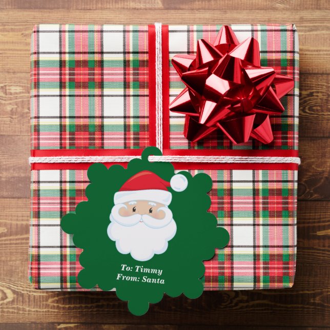 From Santa Claus Cute Custom Green Christmas Gift Ornament Card (Insitu (Gift))