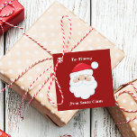 From Santa Claus Cute Custom Red Kids Christmas Favour Tags<br><div class="desc">Customize these cute Santa Claus party favour tags with your own personalized text with your kids name in white script. Santa's red hat and white beard are the perfect holiday drawing on this festive red gift tag for your presents.</div>