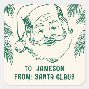 From Santa Claus Doodle Christmas Square Sticker