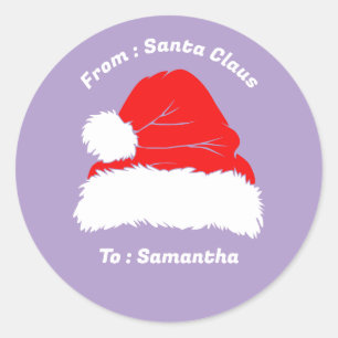 From Santa Claus Green Christmas Gift lilac Classic Round Sticker