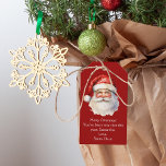 From Santa Claus Personalized Red Kids Christmas Gift Tags<br><div class="desc">Customize these nostalgic red Santa Claus gift tags with your own personalized text with your kids name in white script. This beautiful old fashioned drawing of Santa's red hat and white beard are the perfect holiday tags for your children's presents under the tree on Christmas day.</div>