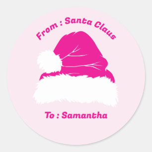 From Santa Claus soft pink Christmas Gift Classic Round Sticker