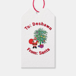 From Santa Custom Name African American White Xmas Gift Tags