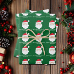 From Santa Cute Custom Green Kids Christmas Wrapping Paper Sheet<br><div class="desc">Customize these cute green Santa Claus wrapping paper sheets with your own personalized text with your kids name in white script. Santa's red hat and white beard are the perfect holiday drawing on this pretty gift wrap for your presents.</div>