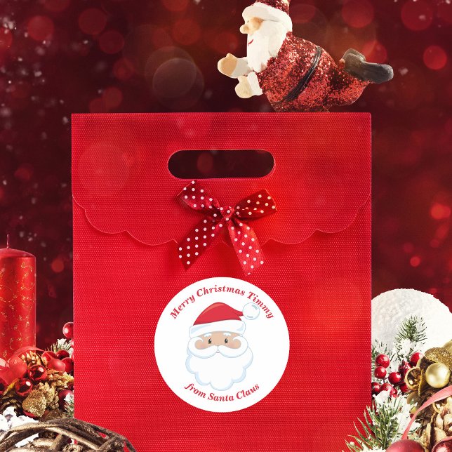 From Santa Cute Customized Kids Christmas Gift Classic Round Sticker (Creator Uploaded)