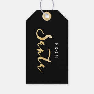 From Santa   Elegant Classy Black & Gold Christmas Gift Tags