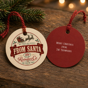 From Santa Gift Tags Vintage North Pole Reindeer