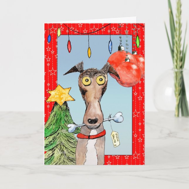 From Santa - Greyhound Christmas card (a518) (Front)
