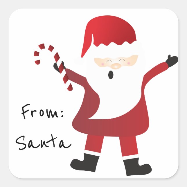 From Santa Merry Christmas Square Sticker (Front)