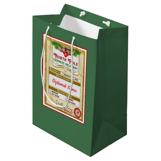 From Santa North Pole Express Naughty or Nice Medium Gift Bag (Front Angled)