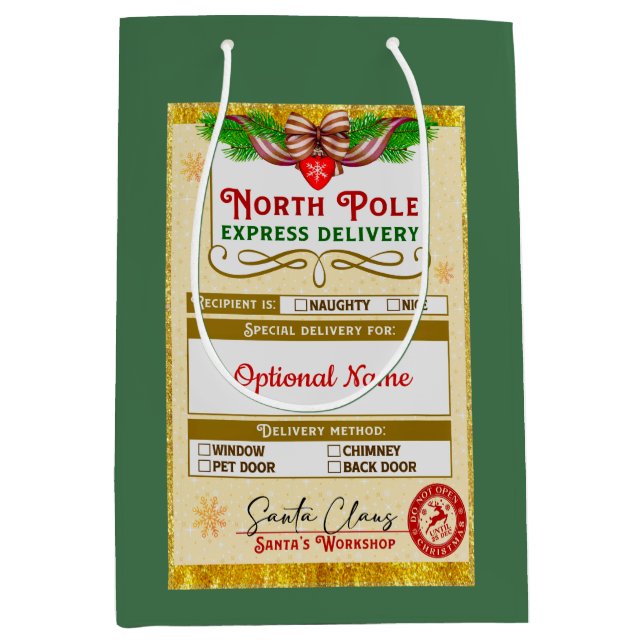 From Santa North Pole Express Naughty or Nice Medium Gift Bag (Front)