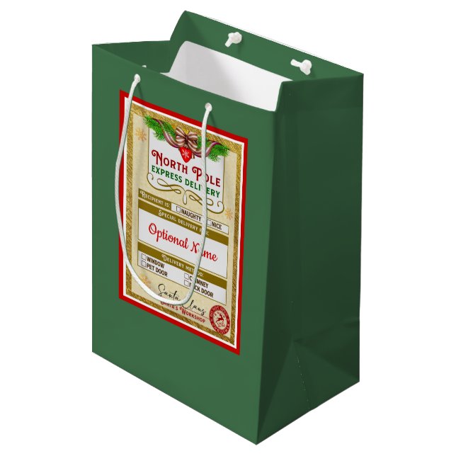 From Santa North Pole Express Naughty or Nice Medium Gift Bag (Front Angled)
