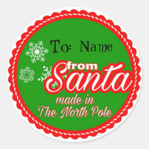 From Santa Personalized Classic Round Sticker