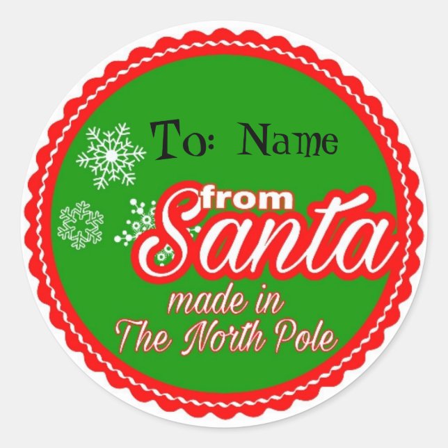 From Santa Personalized Classic Round Sticker (Front)