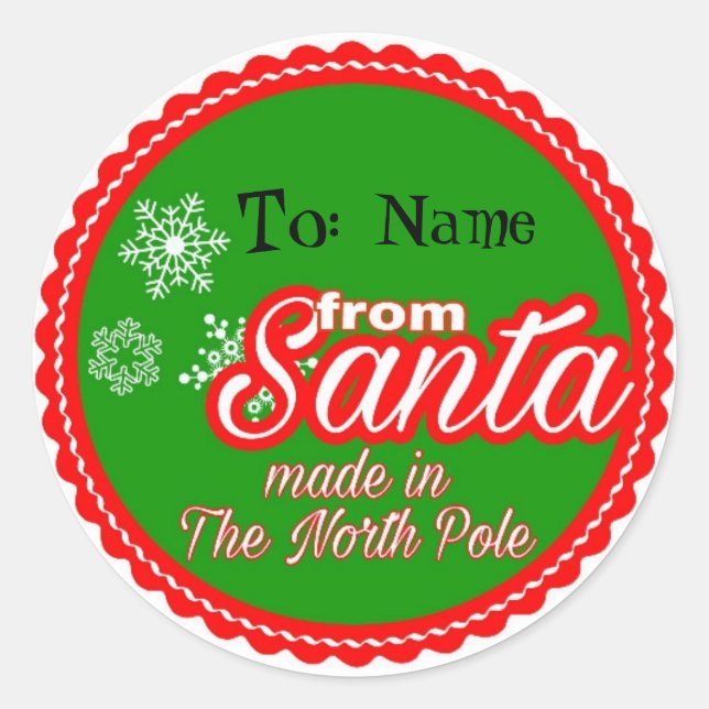 From Santa Personalized Classic Round Sticker (Front)