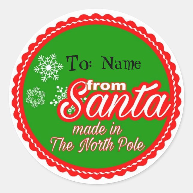 From Santa Personalized Classic Round Sticker (Front)