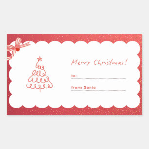 From: Santa Red and White Cute Christmas Gift Sticker