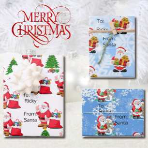 From Santa To Your Child's Name 3 Christmas Gift Wrapping Paper Sheet