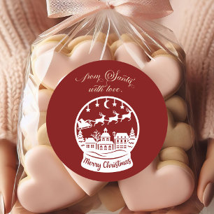 From Santa With Love Snow Globe Santa Classic Round Sticker