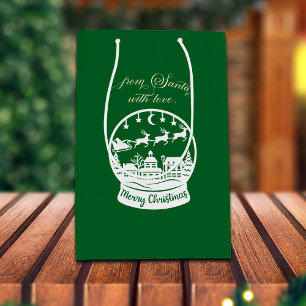 From Santa With Love Snow Globe Santa Medium Gift Bag