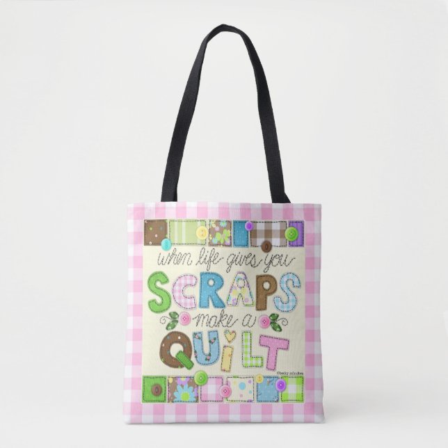 "From Scraps to Quilt" Personalized Tote Bag (Front)