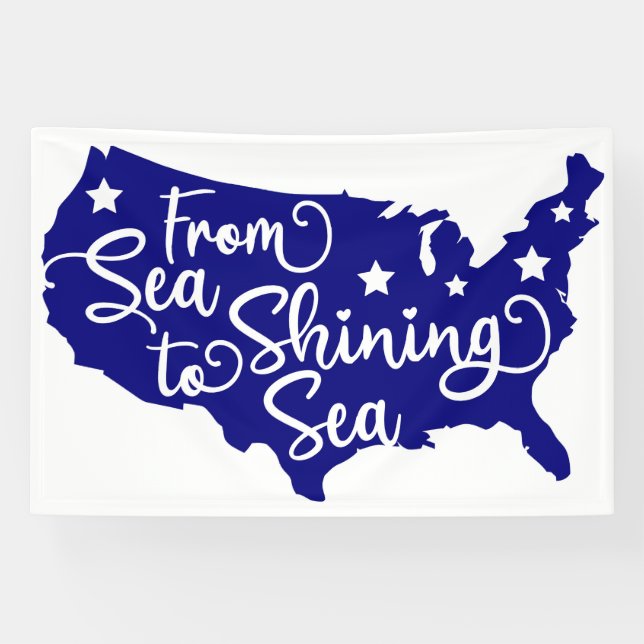 From Sea to Shining Sea - Patriotic USA Map Art Banner (Horizontal)