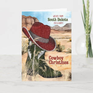 from South Dakota Cowboy Christmas Western Boot Holiday Card