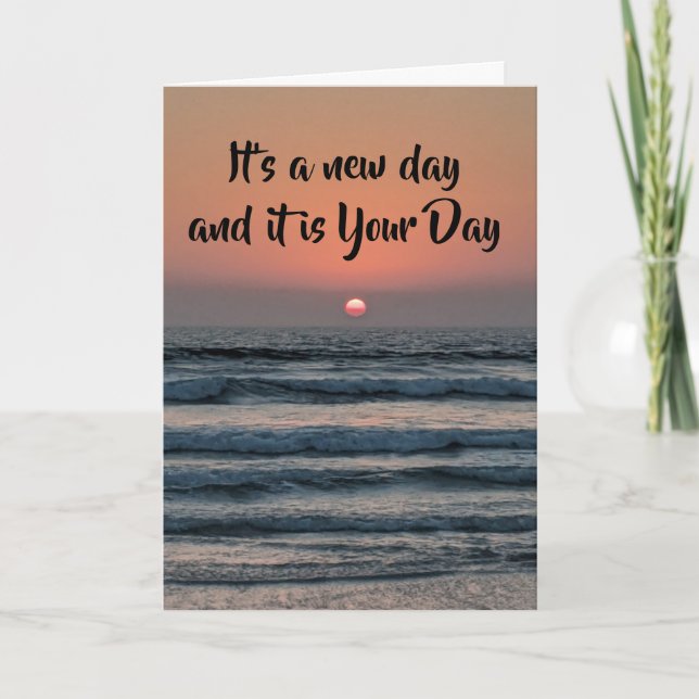 "FROM SUNRISE TO SUNSET HAPPY BIRTHDAY "BEACH CARD (Front)