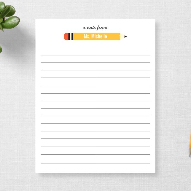 From Teacher's Name Lined 11 x 8.5 Personalized Notepad (Creator Uploaded)