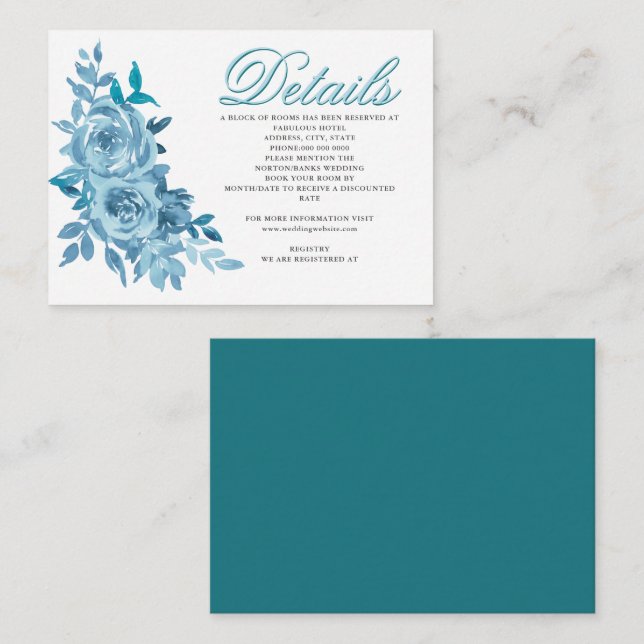 From Tender Wedding Set Spun Sugar and Harbour Blu Enclosure Card (Front/Back)