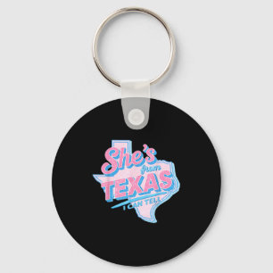 From texas can tell retro vintage texas girl keychain