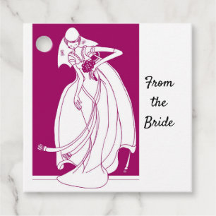 From the Bride fuschia pink and white Favour Tags