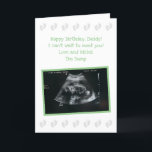 From The Bump: Cute Expecting Dad Birthday Card<br><div class="desc">This special birthday card from the bump (unborn baby) for the dad to be is sure to become a keepsake. This version features a gender neutral green and grey colour theme with a childlike font and adorable little baby feet. You can personalize the front text for another recipient (Papa, or...</div>