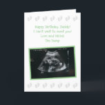 From The Bump: Cute Expecting Dad Birthday Card<br><div class="desc">This special birthday card from the bump (unborn baby) for the dad to be is sure to become a keepsake. This version features a gender neutral green and grey colour theme with a childlike font and adorable little baby feet. You can personalize the front text for another recipient (Papa, or...</div>